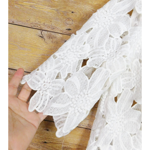 Dizzy Lizzy Shirt Large White Floral Lace Short Sleeve Eyelet - Picture 4 of 7